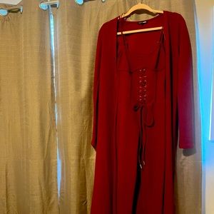 Fashion nova jumpsuit and sweater. Super cute. Never wore the jumpsuit.